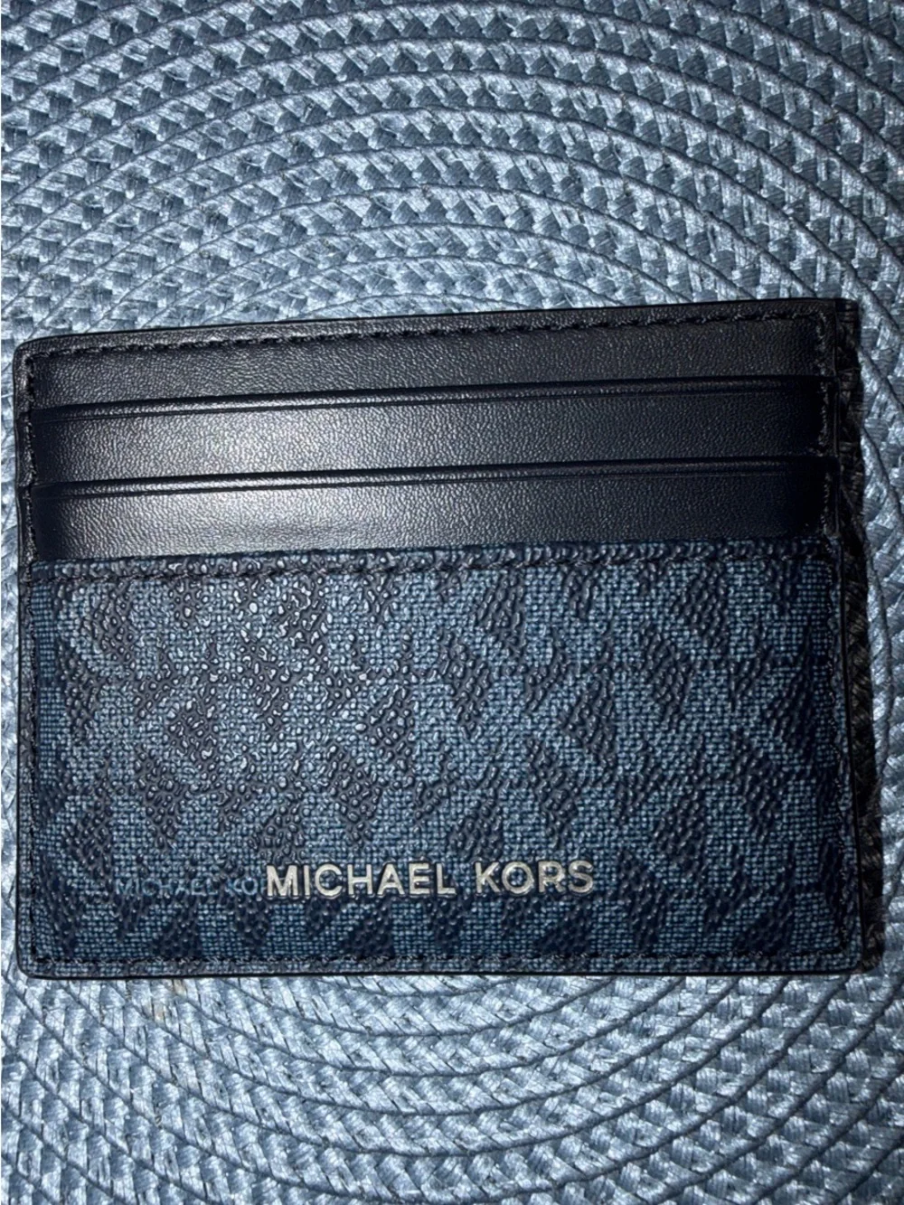 MICHAEL KORS Navy and Black Signature Card Case